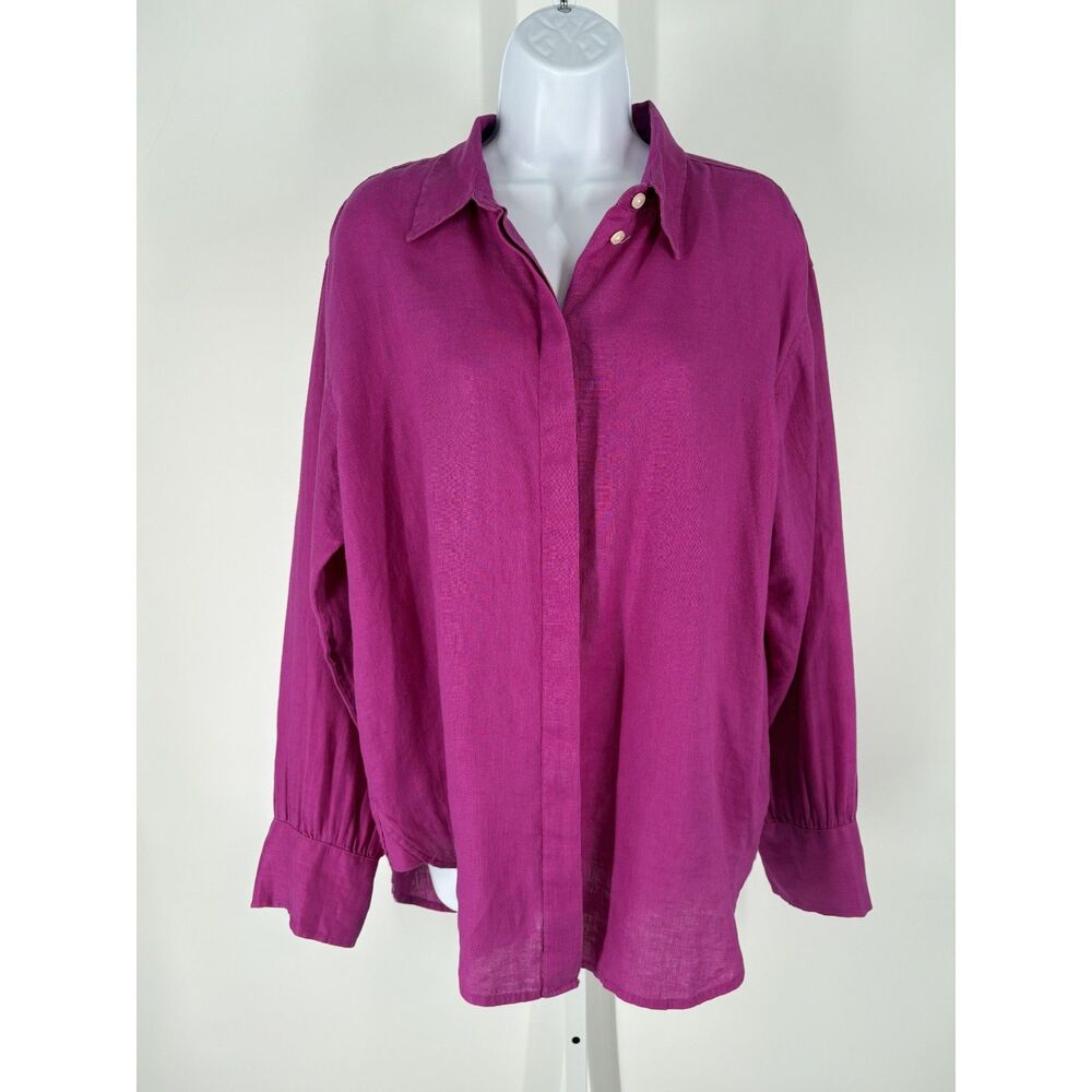 Ann Taylor Oversized Linen Button-Down Shirt - Picture 2 of 7